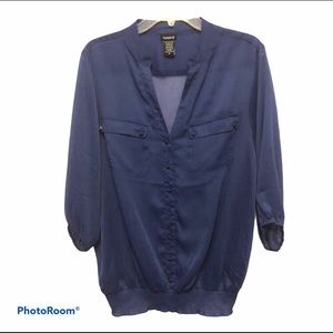 Torrid Sheer button down blouse with waistband